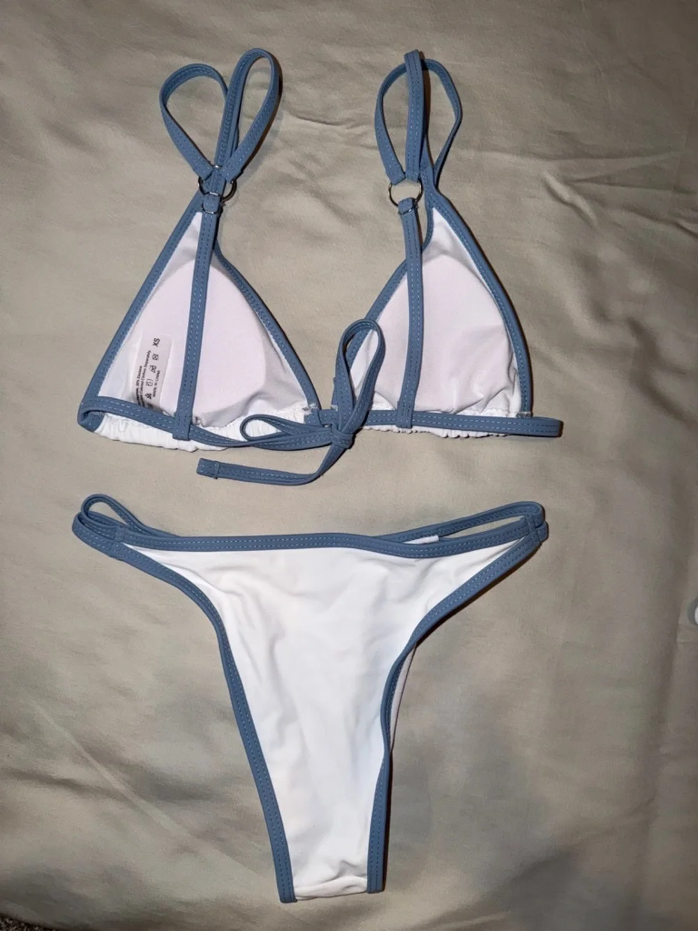 Bikini Set‎ Bundle of 2 - Triangle White/Blue and Olive/White Size XS